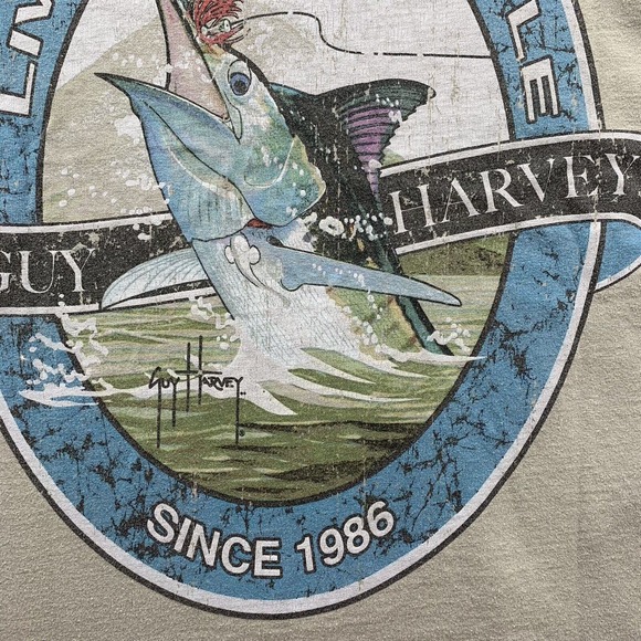 Guy Harvey T-Shirt Mens Large L‎ Marlin Weathered Graphic Fishing Southern Dad - Picture 6 of 12